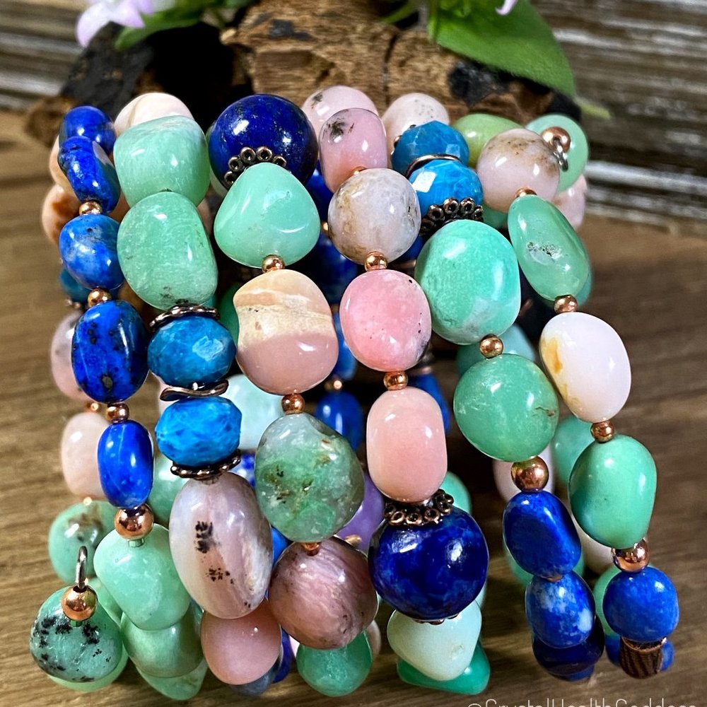 Chrysoprase Multi Gemstone Wrap Bracelet